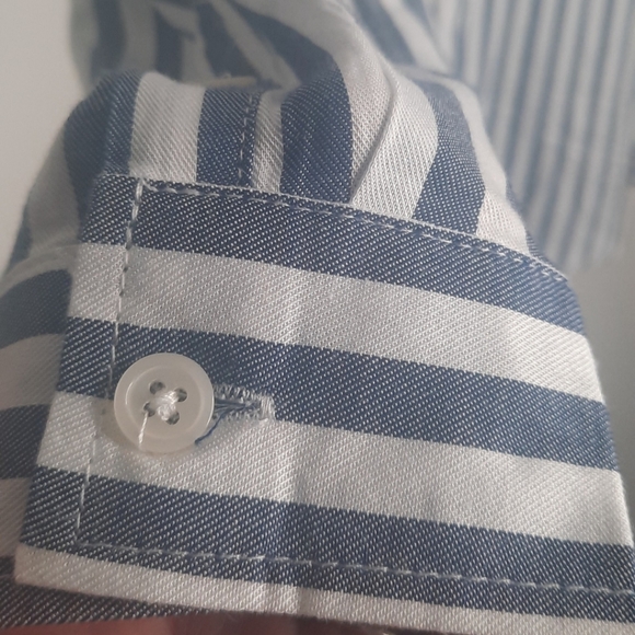 NWT ALEXANDER JORDAN Blue & White Striped Buttoned Down Shirt PLUS SIZE 1X - Picture 4 of 9